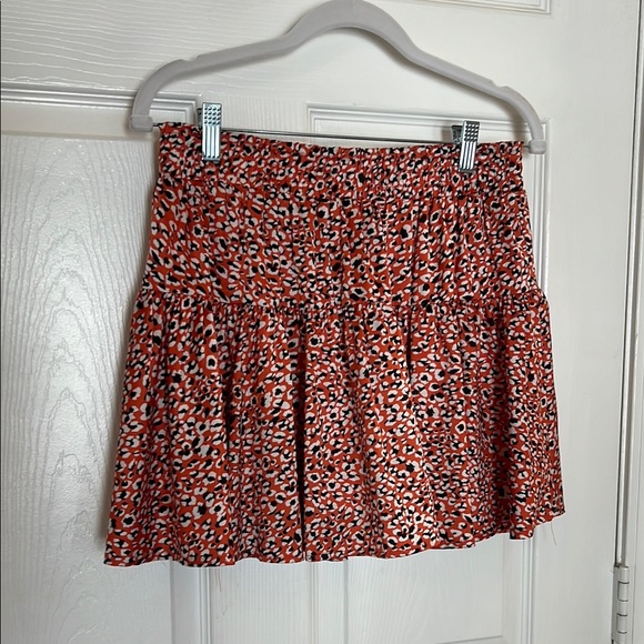 glam Dresses & Skirts - Leopard Orange Mini Skater Skirt with Tiered Design